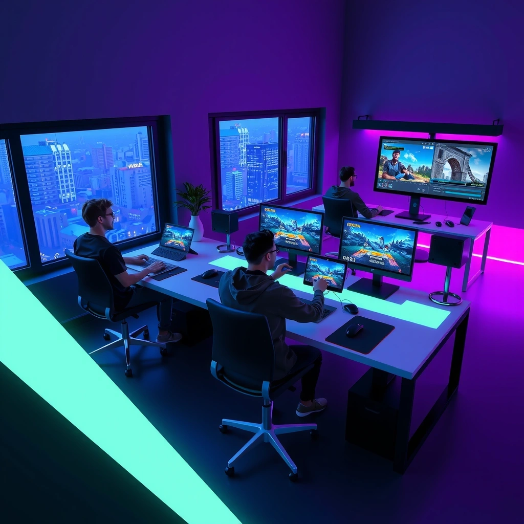 Equipo de desarrollo de Tienotly Studios trabajando en juegos móviles en Buenos Aires